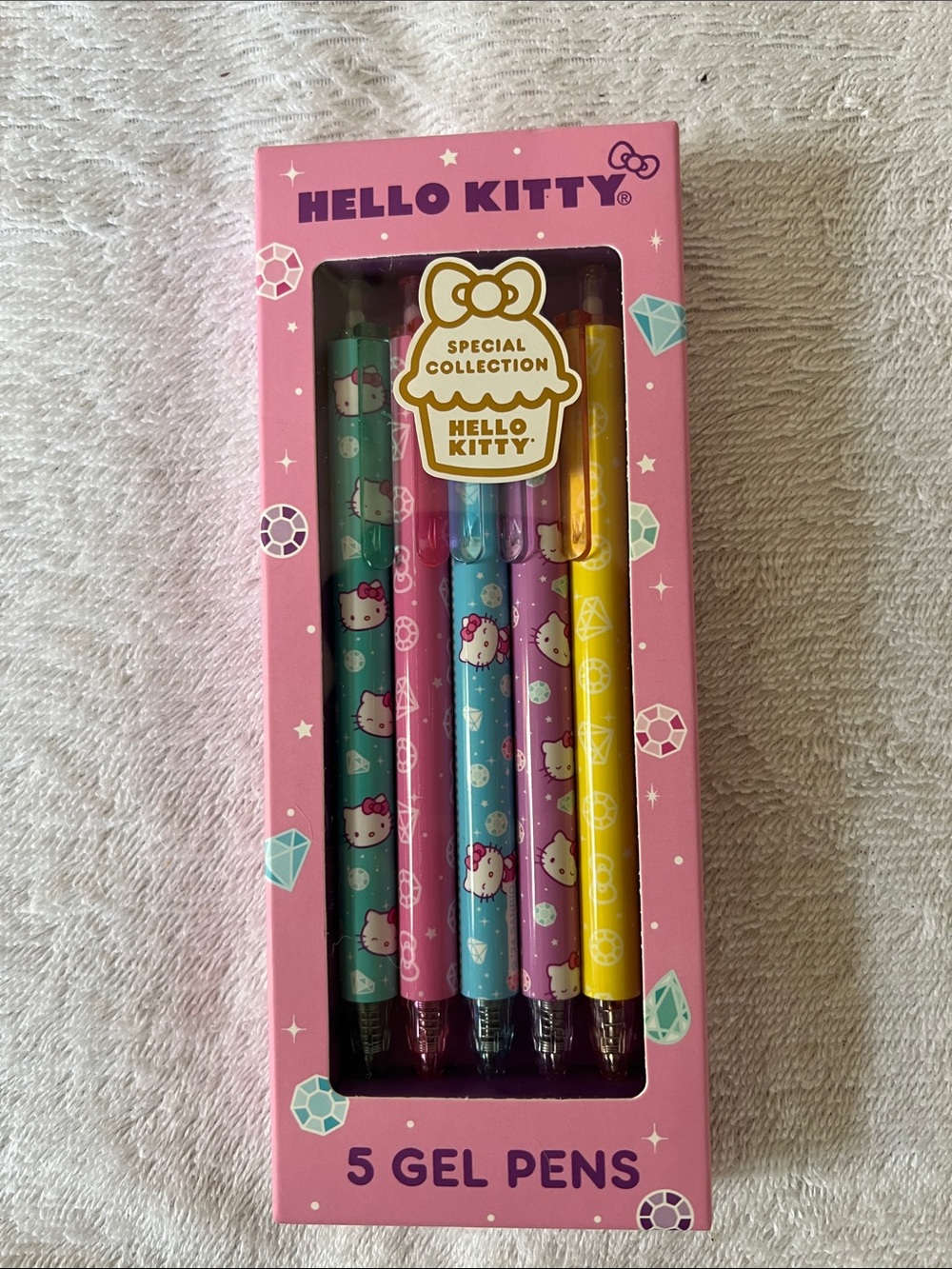 Hello Kitty Pink, Teal, Blue, Purple, Yellow Gel Pen Set - 5 Pack